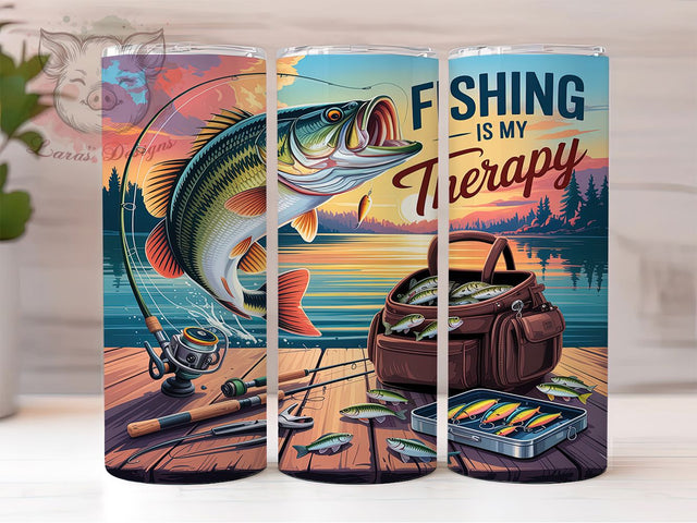 Outdoor Therapy Fishing Lover Lake Life Tumbler, Fisherman Gift Tumbler, 20oz Fishing Wrap Design, Outdoor Therapy Tumbler, Funny Fishing Sublimation, Lake Life Tumbler Design Sublimation Lara' s Designs 