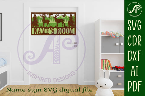 Outdoors scene name sign SVG 3 layer laser cut SVG APInspireddesigns 