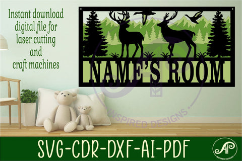 Outdoors scene name sign SVG 3 layer laser cut SVG APInspireddesigns 