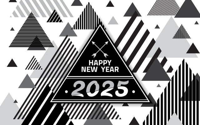 Outline abstract background with Chinese New Year 2025. Numbers and arrow geometric shapes in retro style Bauhaus in black and white. Seamless pattern SVG naemmiah021 