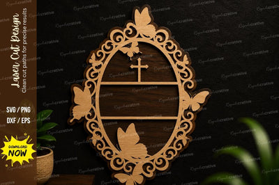 Oval Cross Frame Laser Cut SVG Design SVG Regulrcrative 