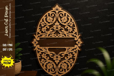 Oval Decorative Frame Laser Cut SVG Design SVG Regulrcrative 