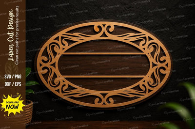 Oval Decorative Frame Laser Cut Svg Design SVG Regulrcrative 