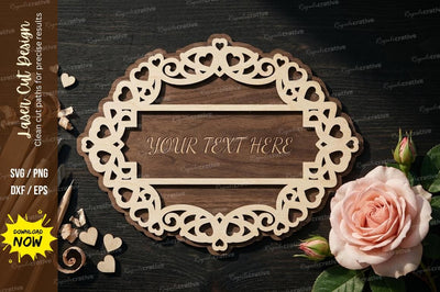 Oval Floral Decorative Frame – Laser Cut Wooden SVG Name Sign SVG Regulrcrative 