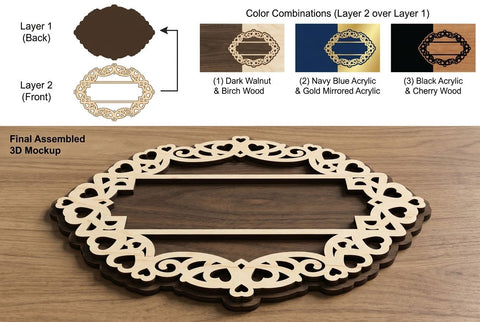 Oval Floral Decorative Frame – Laser Cut Wooden SVG Name Sign SVG Regulrcrative 