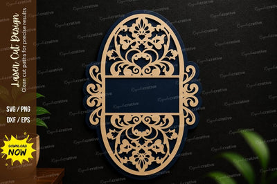 Oval Floral Frame SVG Laser Cut Wall Decor SVG Regulrcrative 
