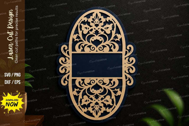 Oval Floral Frame SVG Laser Cut Wall Decor SVG Regulrcrative 