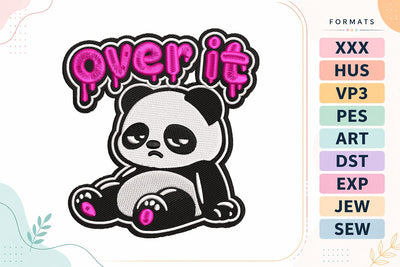 Over It Panda Baby Animals Quote Embroidery Design Embroidery/Applique DESIGNS sg embroidery 