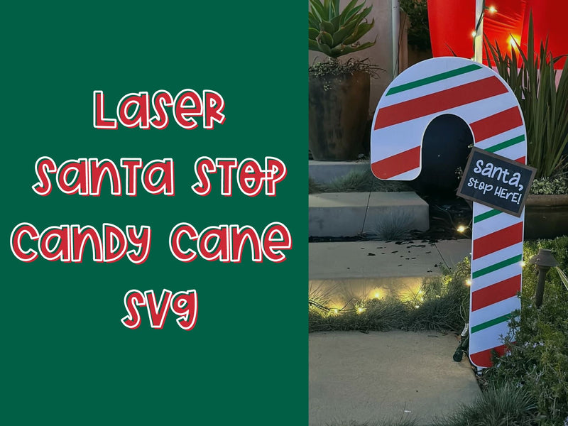 Oversized Christmas Candy Cane Yard Sign Laser SVG - So Fontsy