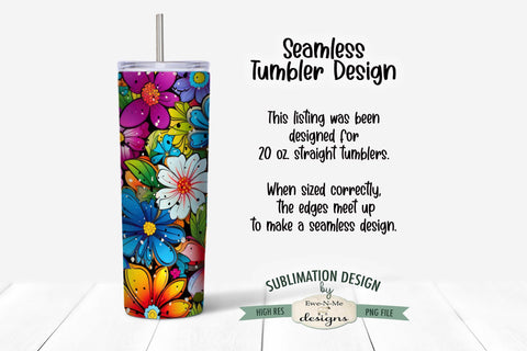 Overthink This - Bright Floral 20 oz. Sublimation Tumbler Wrap Sublimation Ewe-N-Me Designs 