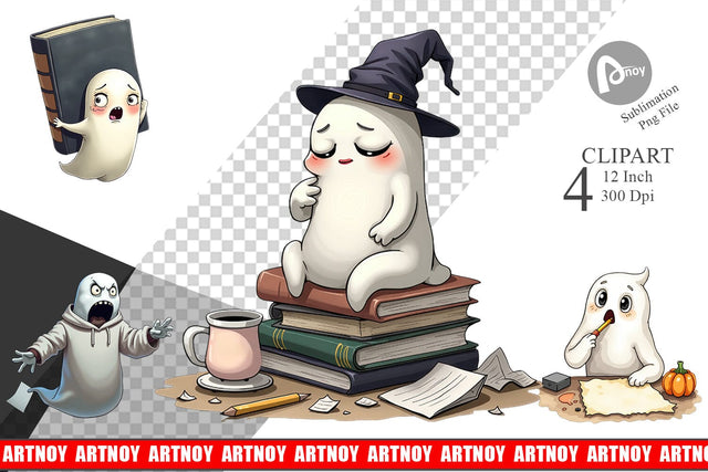 Overthinking Ghost Clipart Sublimation artnoy 