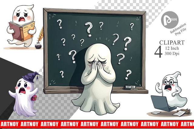 Overthinking Ghost Clipart Sublimation artnoy 