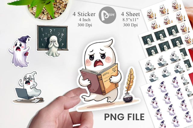 Overthinking Ghost Sticker Sublimation artnoy 