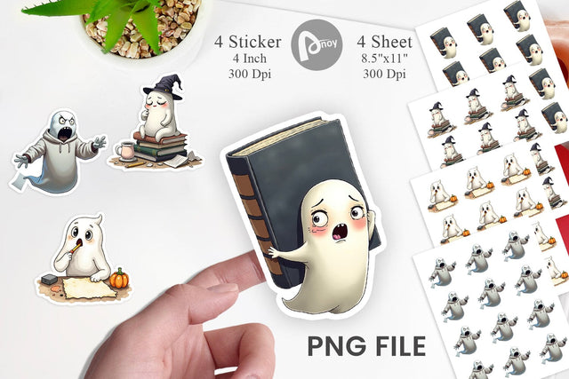 Overthinking Ghost Sticker Sublimation artnoy 