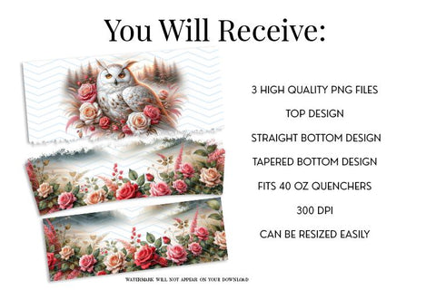 Owl 40oz Tumbler Wrap Sublimation Desig Sublimation BijouBay 