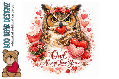 Owl Always Love you Clipart Sublimation Boo Bear Designz 