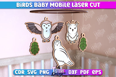 Owl Baby Mobile | Birds Design | Baby Room Décor | New Born | CNC Files SVG The T Store Design 