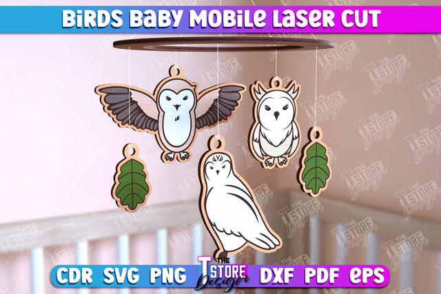 Owl Baby Mobile | Birds Design | Baby Room Décor | New Born | CNC Files SVG The T Store Design 