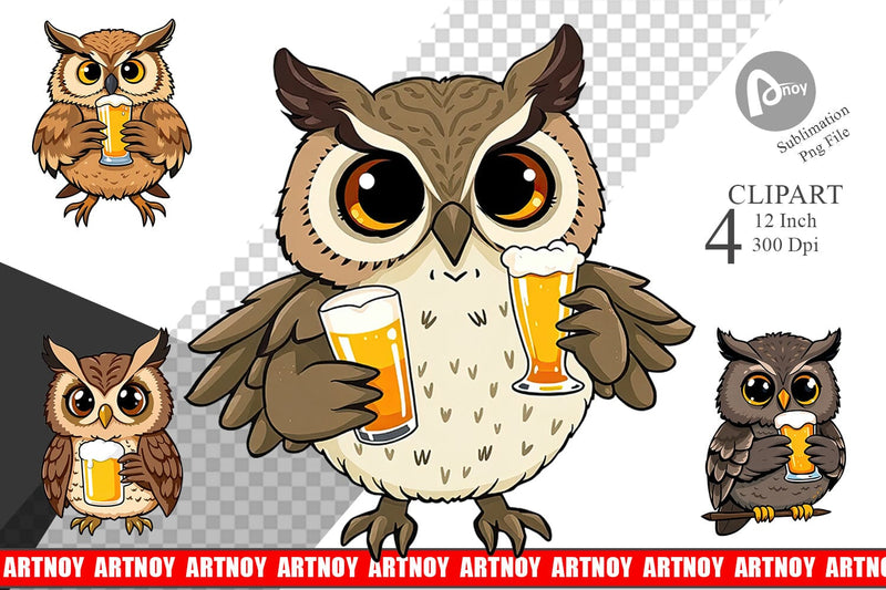 Owl Beer Day Clipart Sublimation artnoy 