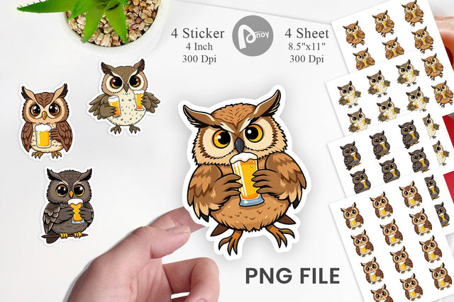 Owl Beer Day Sticker Sublimation artnoy 