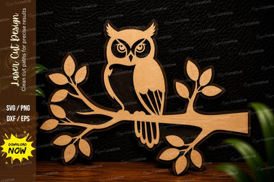 Owl Branch Laser Cut SVG Design SVG Regulrcrative 