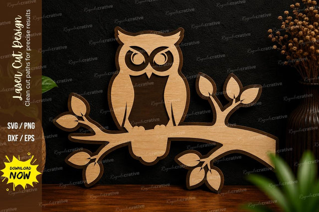 Owl Branch Wall Art SVG Laser Cut Svg Design SVG Regulrcrative 