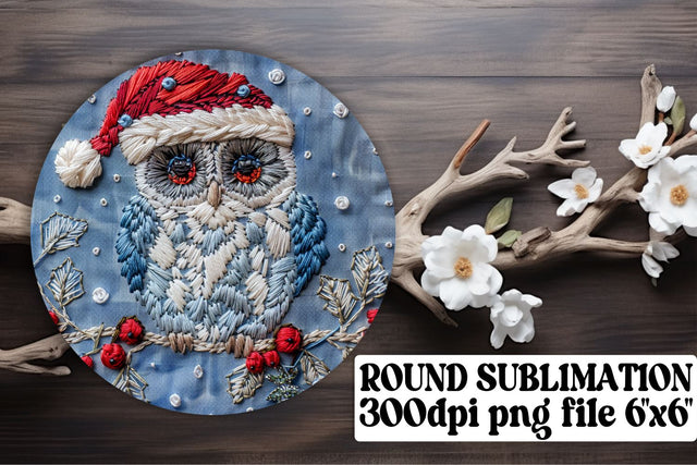 Owl Christmas Circle for Round Design Sublimation afrosvg 