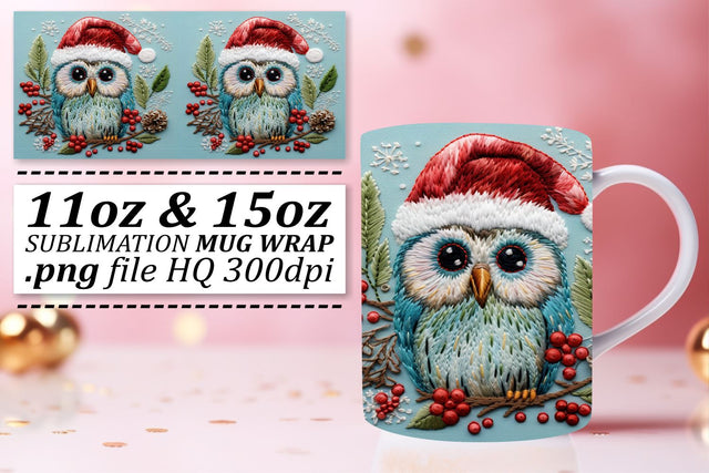 Owl Christmas Mug Wrap 11oz 15oz Sublimation Design Sublimation afrosvg 