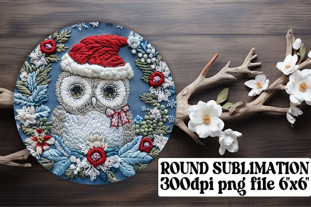 Owl Christmas Round Design Keychain Sublimation afrosvg 