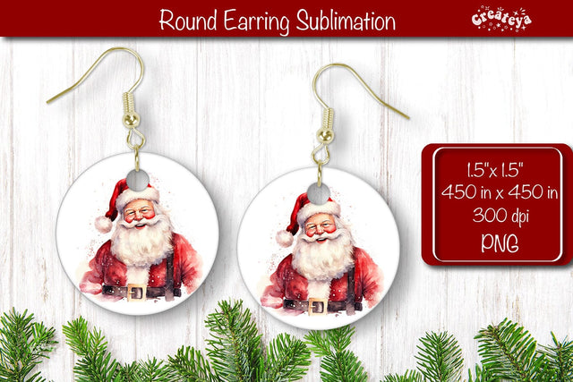 Owl Christmas Round Earring Sublimation Designs Christmas earring png Sublimation Createya Design 