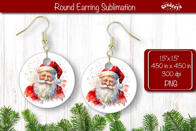 Owl Christmas Round Earring Sublimation Designs Christmas earring png Sublimation Createya Design 
