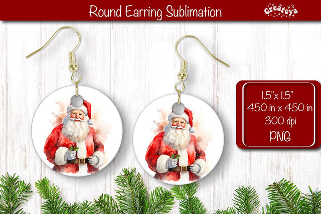 Owl Christmas Round Earring Sublimation Designs Christmas earring png Sublimation Createya Design 