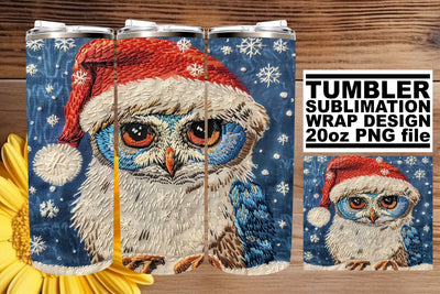 Owl Christmas Tumbler Wrap 20oz Embroidered Sublimation Sublimation afrosvg 