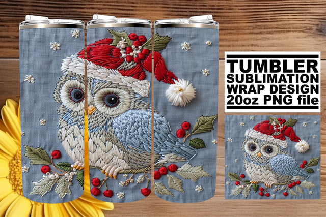 Owl Christmas Tumbler Wrap 20oz Sublimation Design Sublimation afrosvg 