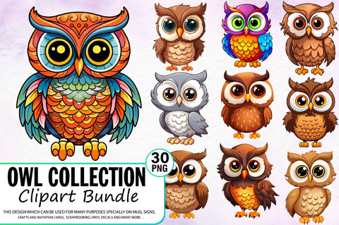 Owl Clipart Bundle Sublimation Regulrcrative 