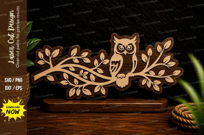 Owl Decorative Branch Laser Cut Svg Design SVG Regulrcrative 