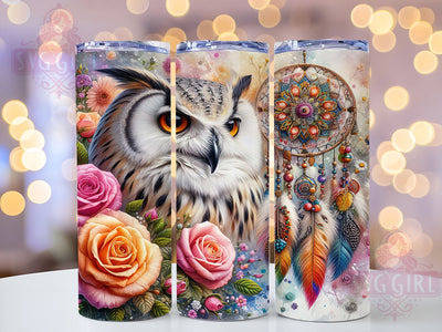 Owl Dreamcatcher Floral 20oz Tumbler, Dreamcatcher Tumbler, Floral Tumbler, Sublimation Wrap, 20oz Tumbler, Boho Decor, Nature Lover Gift Sublimation SvggirlplusArt 