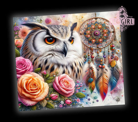 Owl Dreamcatcher Floral 20oz Tumbler, Dreamcatcher Tumbler, Floral Tumbler, Sublimation Wrap, 20oz Tumbler, Boho Decor, Nature Lover Gift Sublimation SvggirlplusArt 
