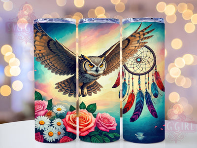 Owl Dreamcatcher Floral 20oz Tumbler, Dreamcatcher Tumbler, Floral Tumbler, Sublimation Wrap, 20oz Tumbler, Boho Decor, Nature Lover Gift Sublimation SvggirlplusArt 
