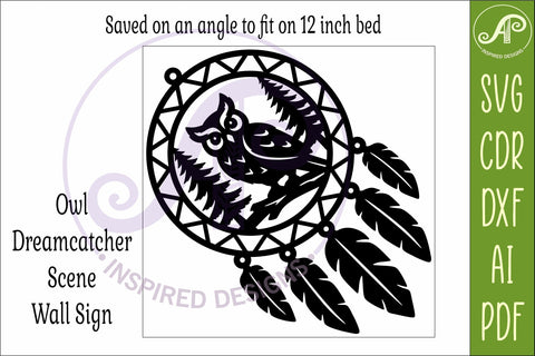 Owl Dreamcatcher Laser Cut File, Woodland Wall Art SVG SVG APInspireddesigns 