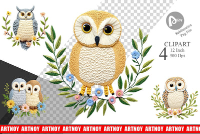 Owl Embroidery Clipart Sublimation artnoy 