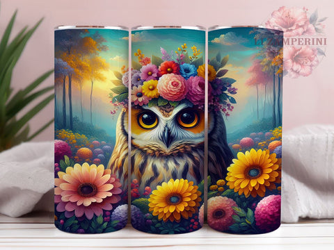 Owl Floral Tumbler, Autumn Tumbler Design, 20oz Tumbler PNG, Fall Floral Design, Sublimation Tumbler, Cute Owl Art, Digital Download Tumbler Sublimation Li Zamperini 