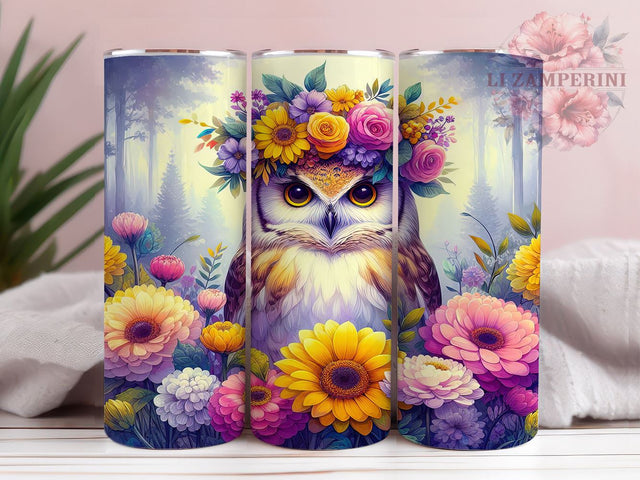 Owl Floral Tumbler, Autumn Tumbler Design, 20oz Tumbler PNG, Fall Floral Design, Sublimation Tumbler, Cute Owl Art, Digital Download Tumbler Sublimation Li Zamperini 