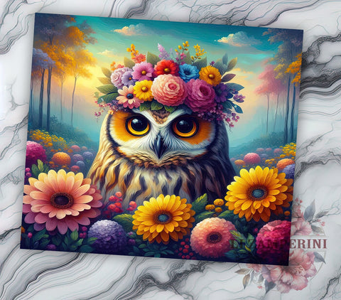 Owl Floral Tumbler, Autumn Tumbler Design, 20oz Tumbler PNG, Fall Floral Design, Sublimation Tumbler, Cute Owl Art, Digital Download Tumbler Sublimation Li Zamperini 