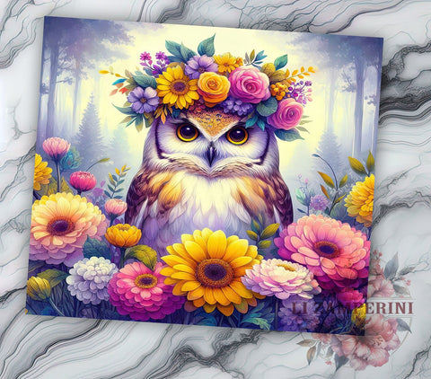 Owl Floral Tumbler, Autumn Tumbler Design, 20oz Tumbler PNG, Fall Floral Design, Sublimation Tumbler, Cute Owl Art, Digital Download Tumbler Sublimation Li Zamperini 