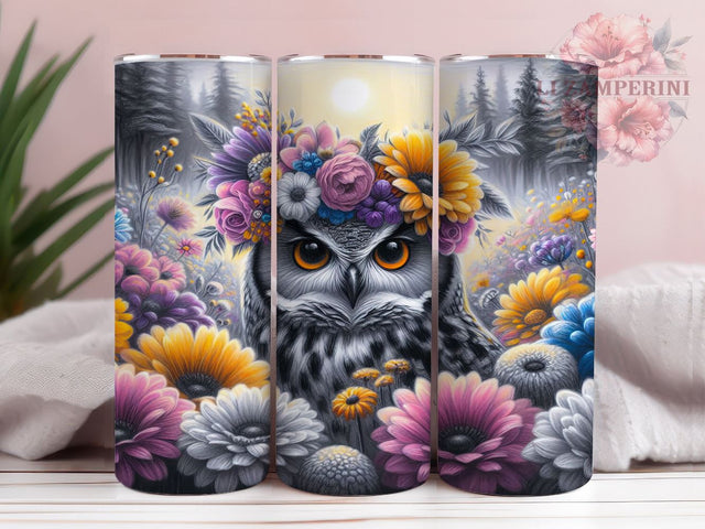 Owl Floral Tumbler, Autumn Tumbler Design, 20oz Tumbler PNG, Fall Floral Design, Sublimation Tumbler, Cute Owl Art, Digital Download Tumbler Sublimation Li Zamperini 