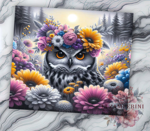 Owl Floral Tumbler, Autumn Tumbler Design, 20oz Tumbler PNG, Fall Floral Design, Sublimation Tumbler, Cute Owl Art, Digital Download Tumbler Sublimation Li Zamperini 