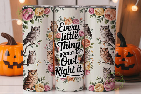 Owl Floral Watercolor 20oz Tumbler Wrap Sublimation PixelChick 