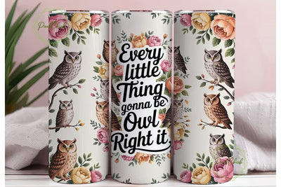 Owl Floral Watercolor 20oz Tumbler Wrap Sublimation PixelChick 