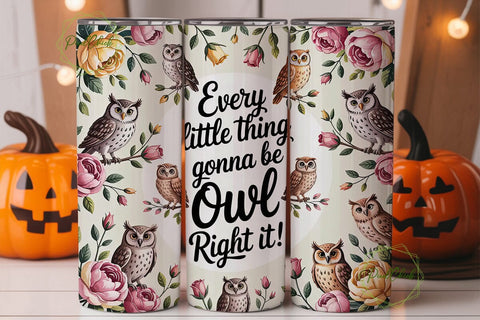 Owl Floral Watercolor 20oz Tumbler Wrap Sublimation PixelChick 